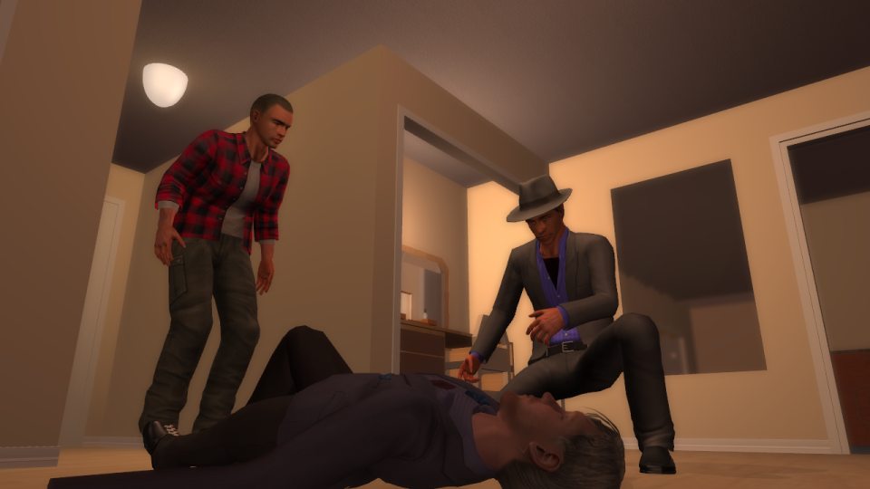Inspector Thorne investigates the body of Keith Cameron, assisted by Sergeant Muggin.